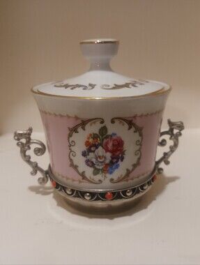 Vintage Limoges Covered Sugar Bowl With Lid, Base & Handles